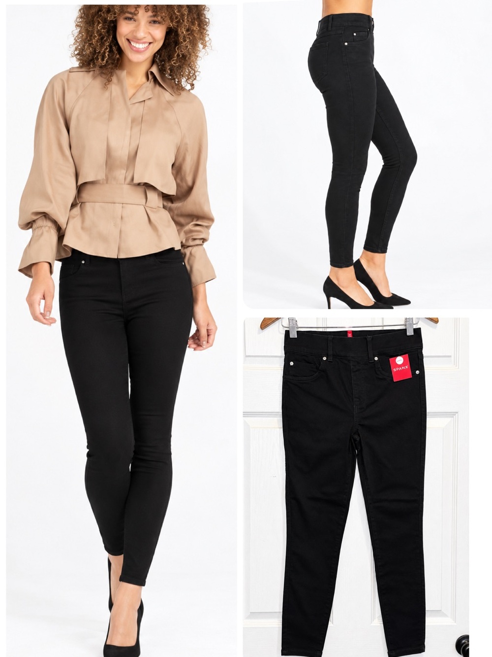 NWT Spanx Ankle Skinny Jeans Clean Black Pants Size XS P